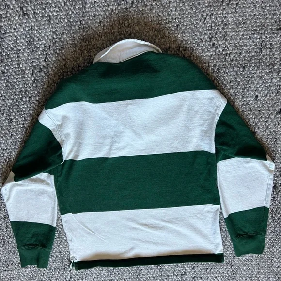 Green and White Striped Varsity Rugby Shirt oversized XS H&M 100% cotton - Picture 4 of 11